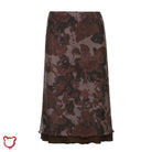 The Cursed Closet Floral Low Waist Long Purple/Brown Skirt at $29.99 USD