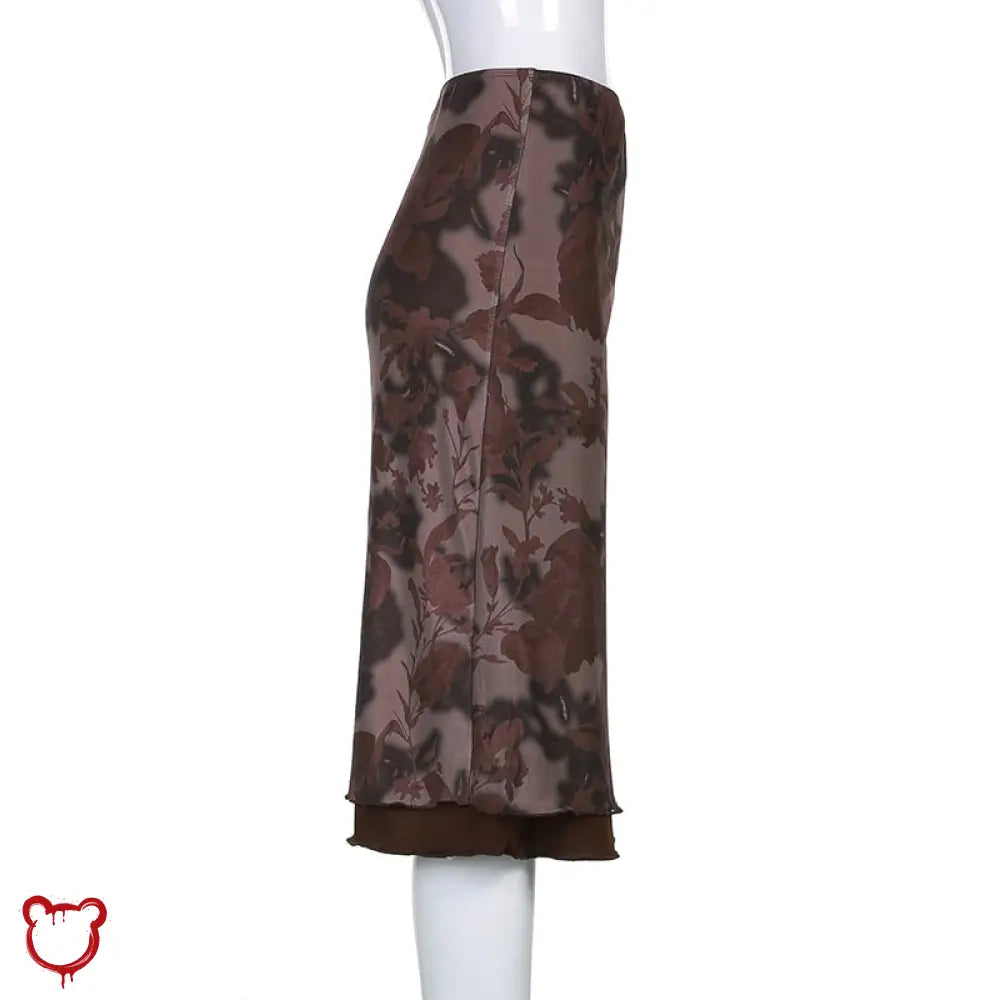 Purple/Brown Floral Long Skirt Clothing