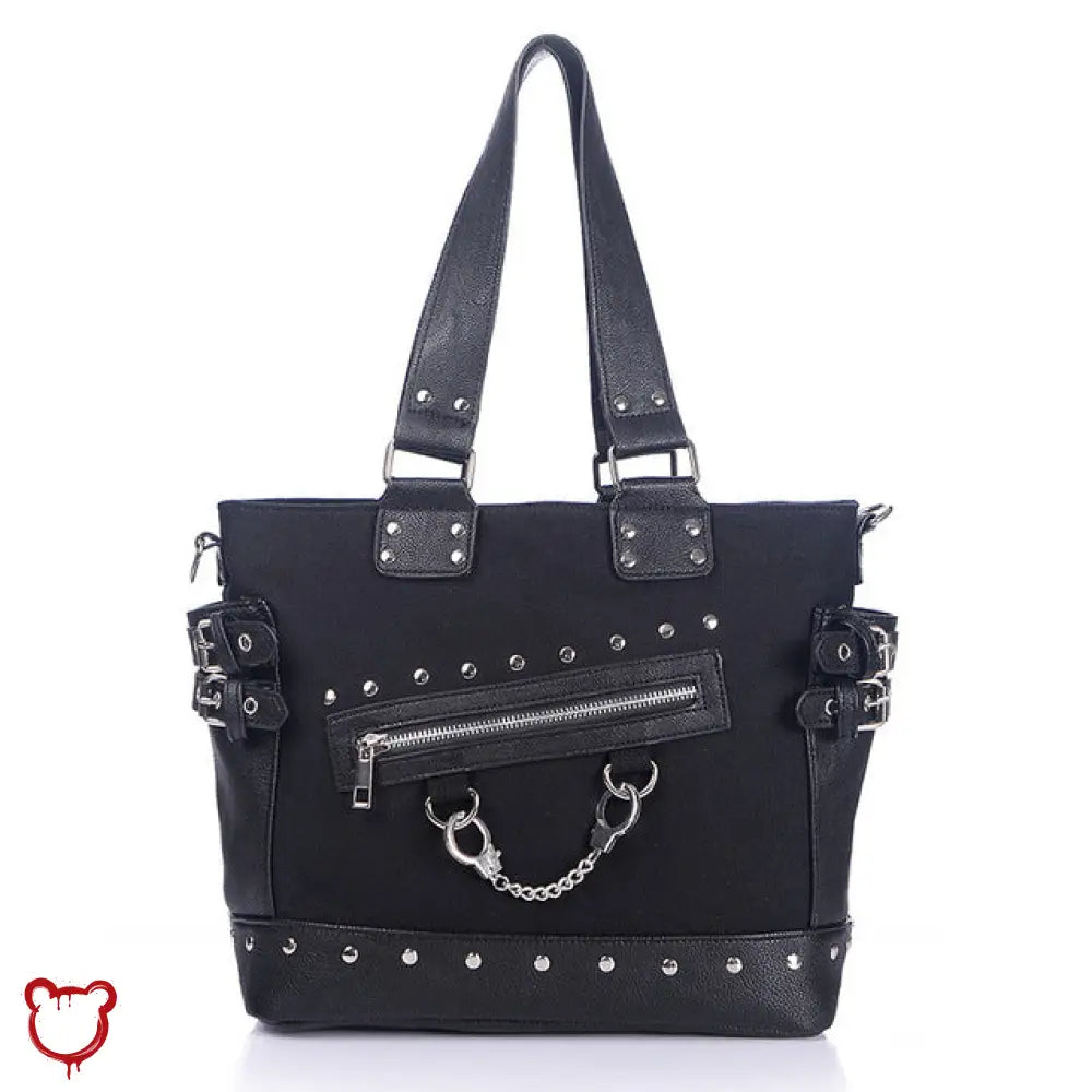 The Cursed Closet 'Rebel Rebel' Black handcuff handbag at $44.99 USD