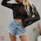 Rebel Black Mesh Beach Sweater Clothing