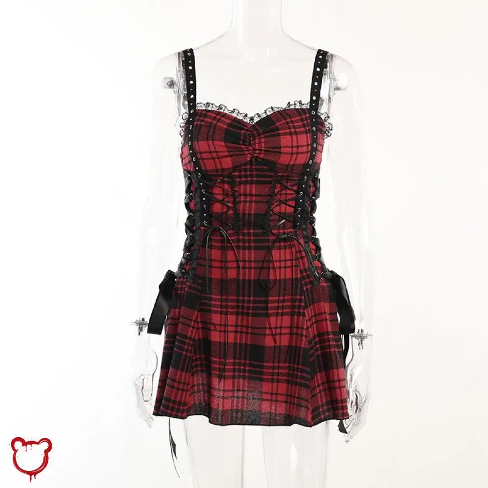 "Rebel Plaid Grunge Dress" - The Cursed Closet