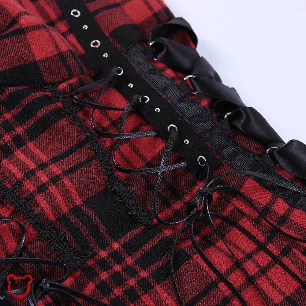 "Rebel Plaid Grunge Dress" - The Cursed Closet