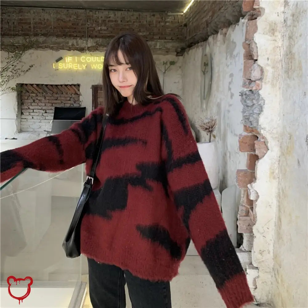 Red And Black Grunge Sweater Clothing