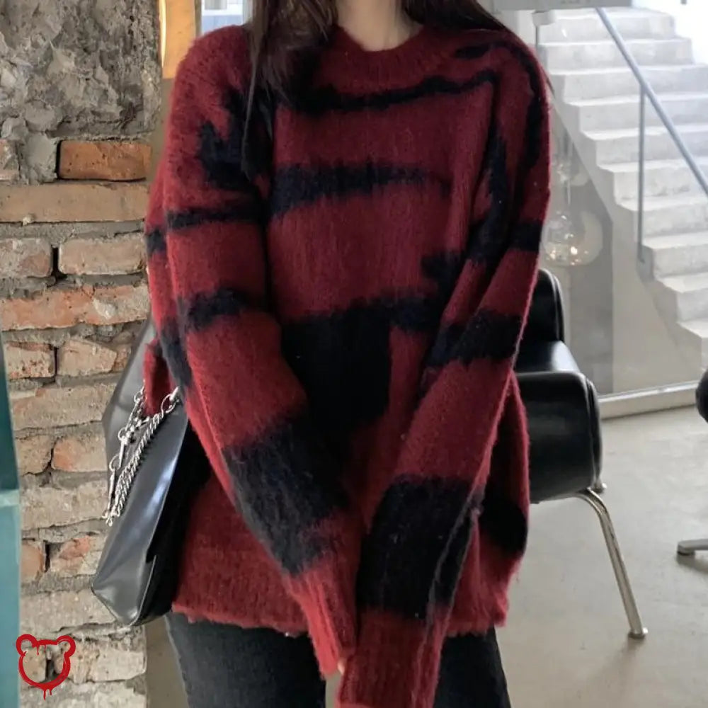 Red And Black Grunge Sweater Clothing
