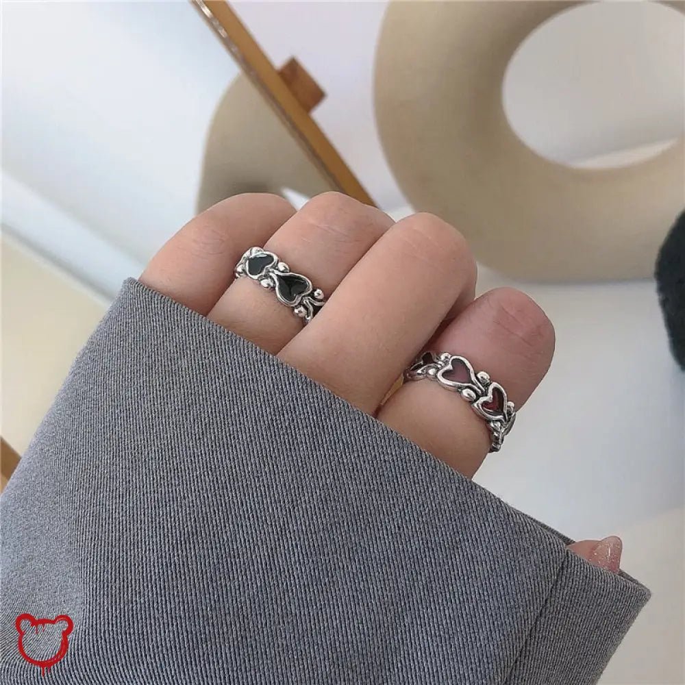 Red and Black Heart Ring - The Cursed Closet