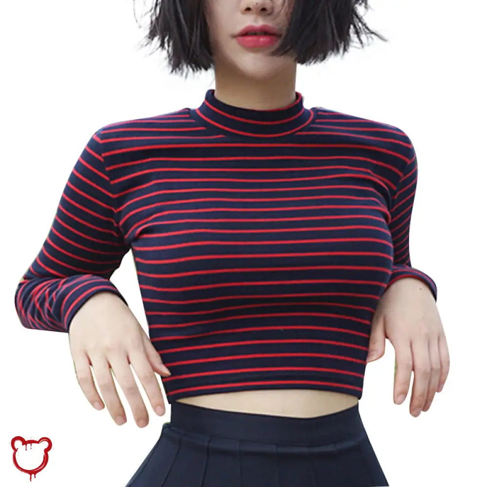 Red & Black Striped Top Clothing