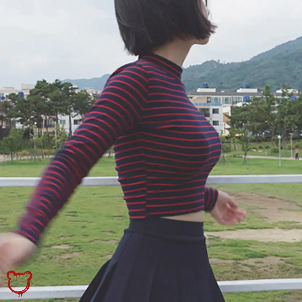 Red & Black Striped Top Clothing
