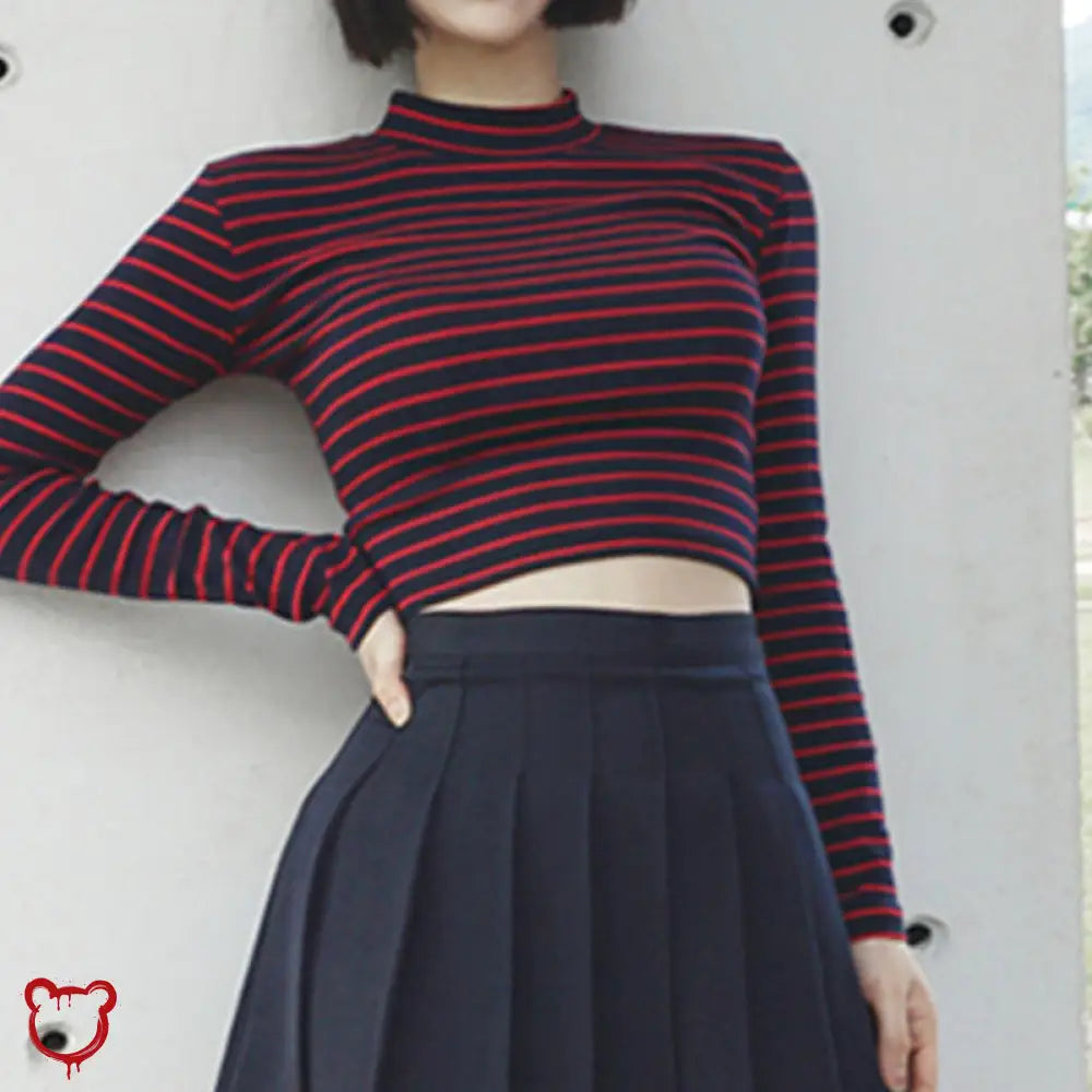Red & Black Striped Top Clothing