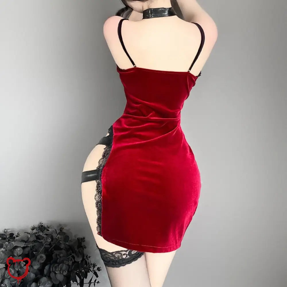 Red Cheongsam Lingerie Set Clothing