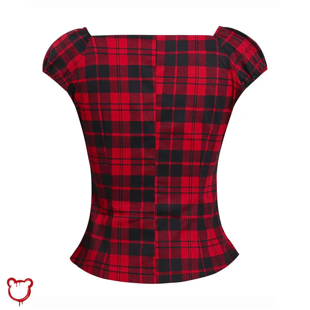 Red Grunge Plaid Top Clothing