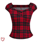 The Cursed Closet 'Carry on' Red Plaid Top at $29.99 USD