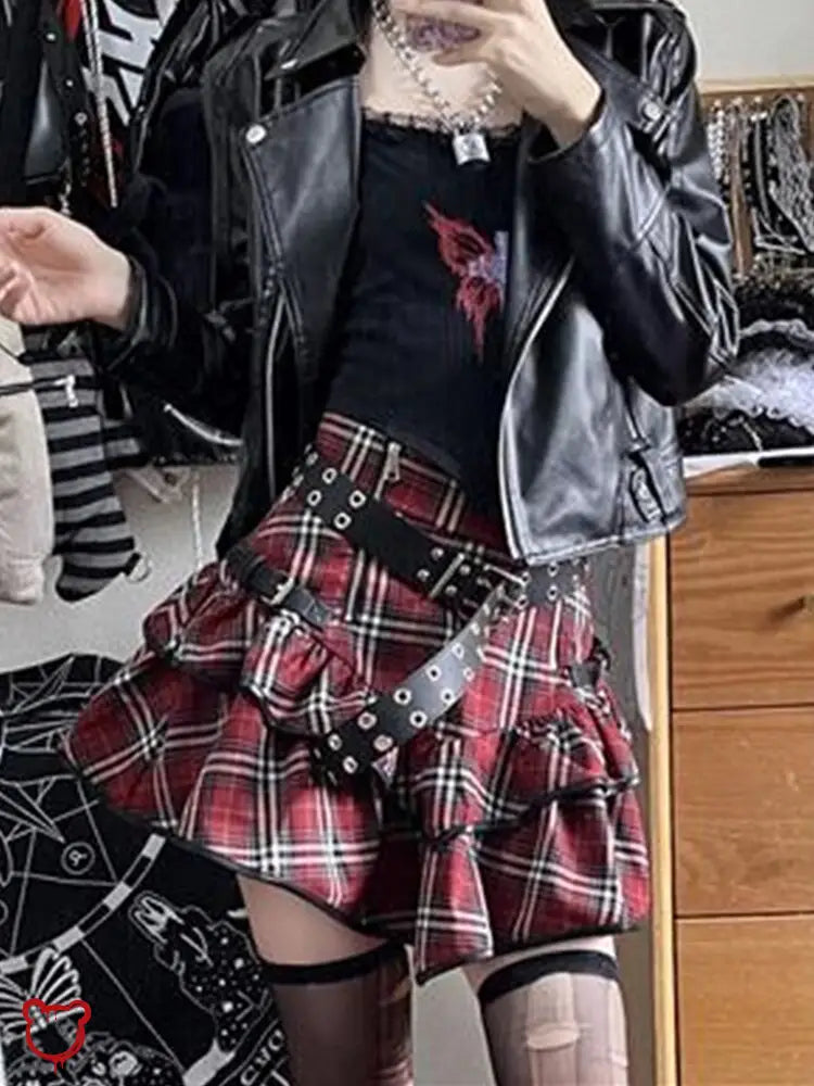 Red Plaid Skirt Clothing