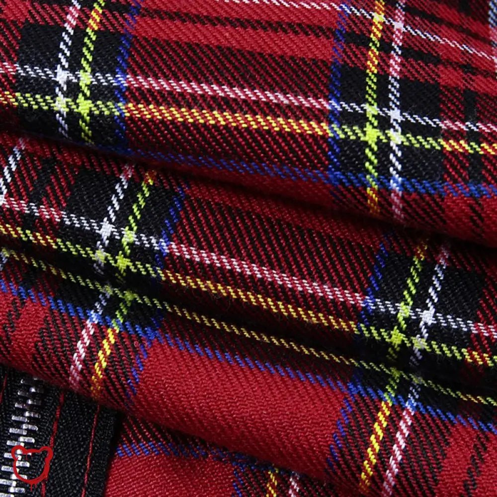 Red Plaid Zip Crop Top - The Cursed Closet