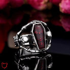 Red Skull Undertaker Ring 8 / Silver Alloy