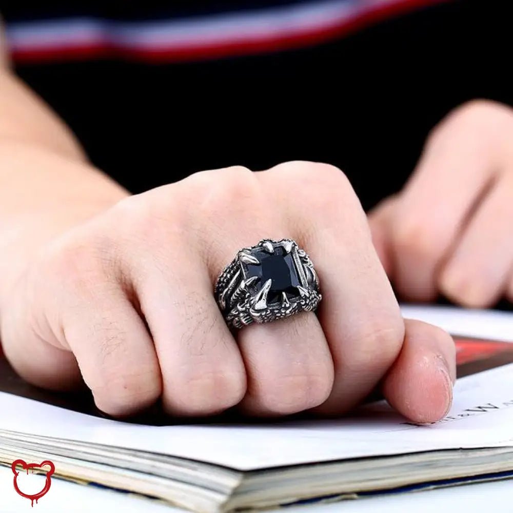Red/Blue/Black Gothic Stone Ring - The Cursed Closet