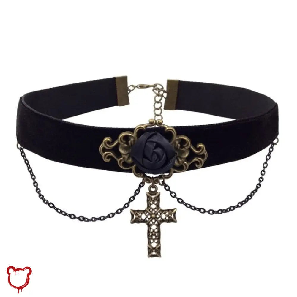 The Cursed Closet Rose/Cross Choker at $12.99 USD