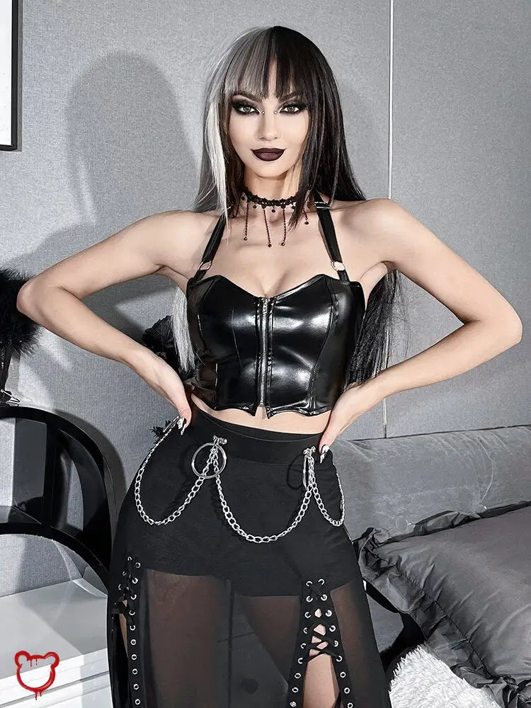 Saturn Gothic Black Corset Top / S Clothing