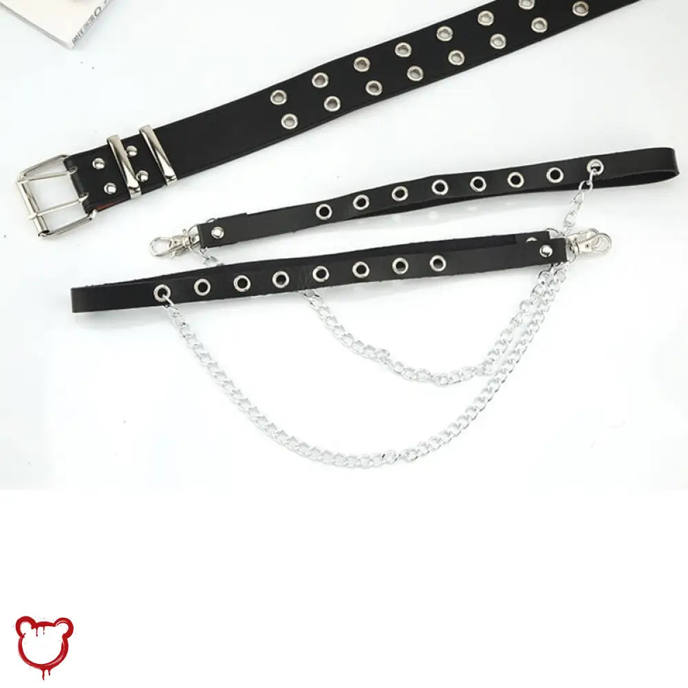 Savage Black Goth Leather Belt Accessories