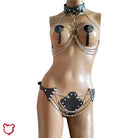 Seductive Leather Chain Harness Set Clothing