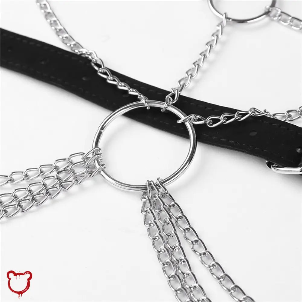 Seductive Leather Chain Harness Set Clothing