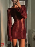 Shadow Sweater Dress Red / S Clothing