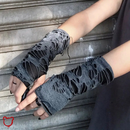 The Cursed Closet 'Silence' Ripped Gloves (Pair) at $15.99 USD