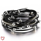 Silver Black Beaded Rope Bracelet Jewellery