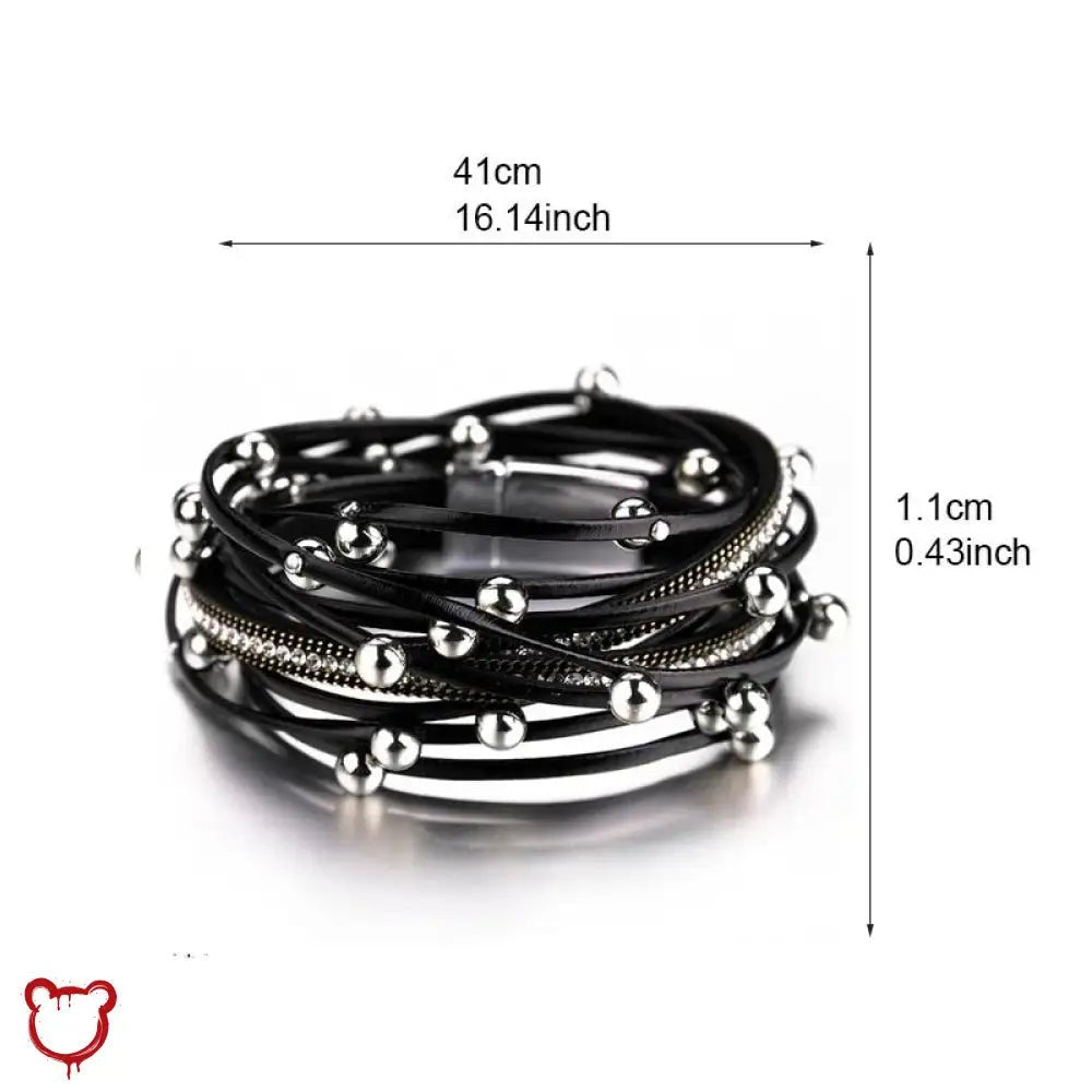 Silver Black Beaded Rope Bracelet - The Cursed Closet