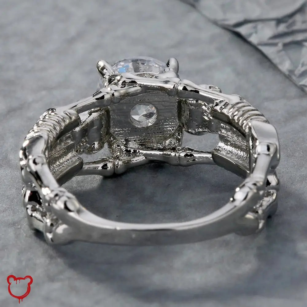 Silver Clear Stone Duo Ring Jewellery