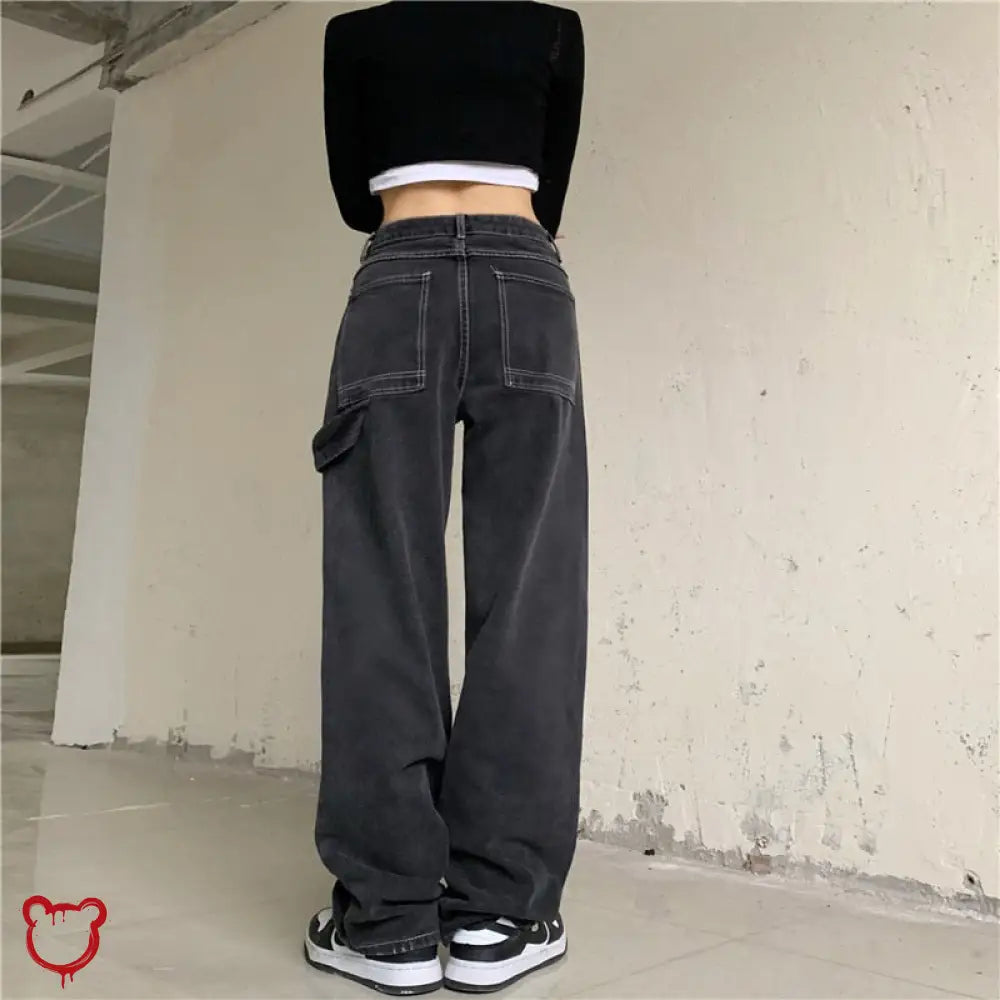 Skeleton Baggy Denim Black / L Clothing