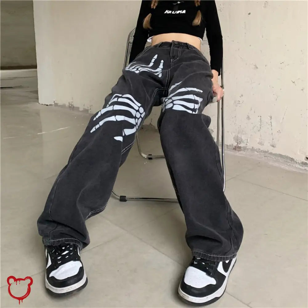 Skeleton Baggy Denim Black / Xl Clothing
