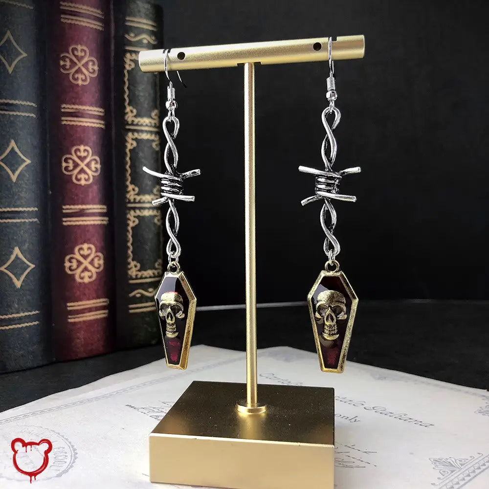 Skull Coffin Wire Earrings Jewellery