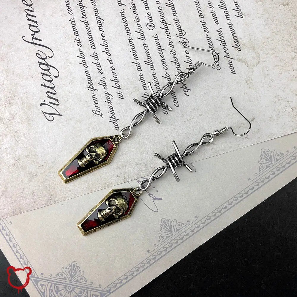 Skull Coffin Wire Earrings Jewellery
