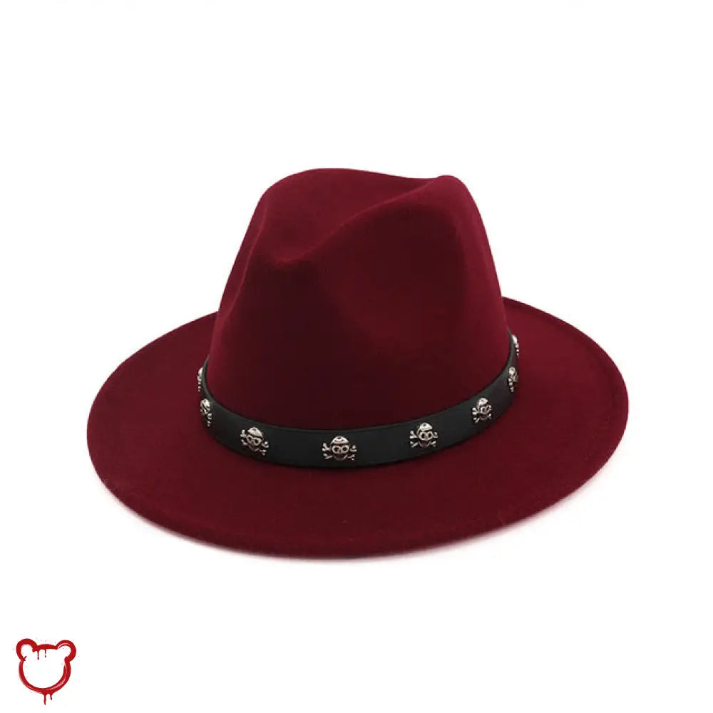 Skull Fedora In Multiple Colors Burgundy / 56To58Cm Accessories