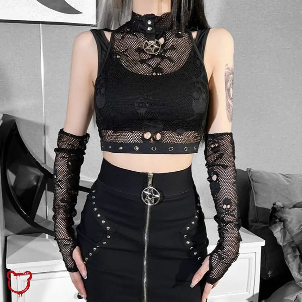 Skull Goth Set with Gloves - The Cursed Closet