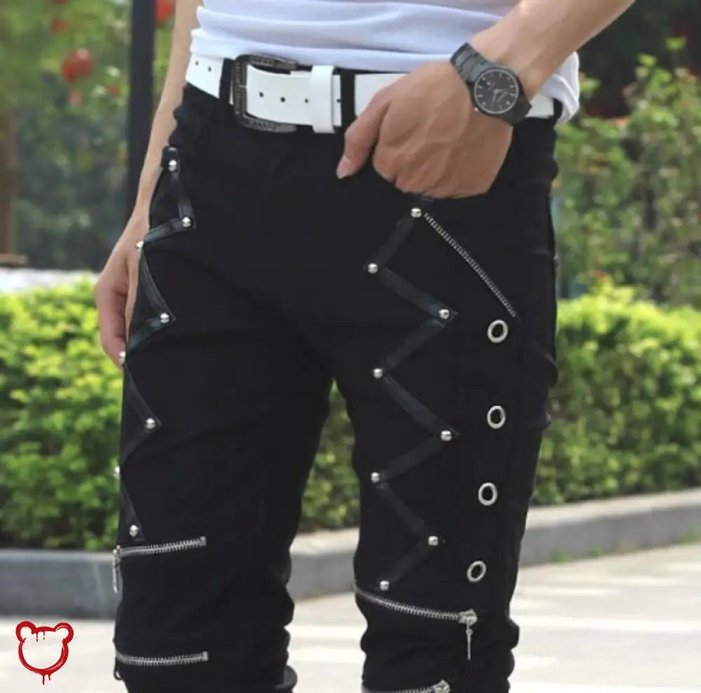 Slim Lace-Up Pants Black / 29 Clothing