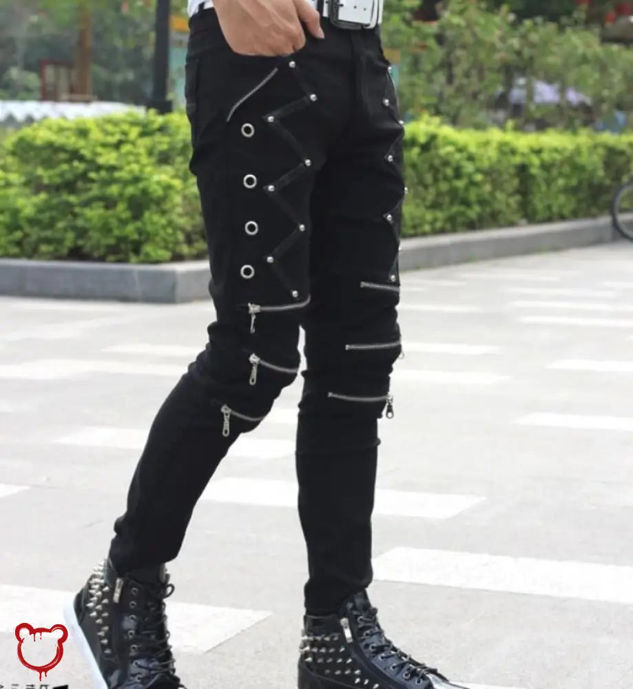 Slim Lace-Up Pants Black / 31 Clothing