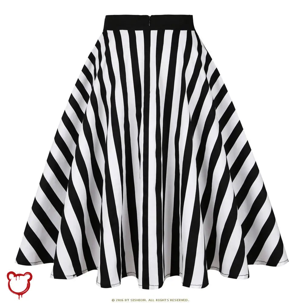 Spooky Chic Plaid Skirt Black White Striped / S Clothing