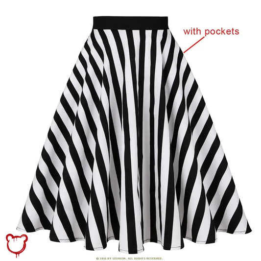 Spooky Chic Plaid Skirt Black White Striped / Xs Clothing