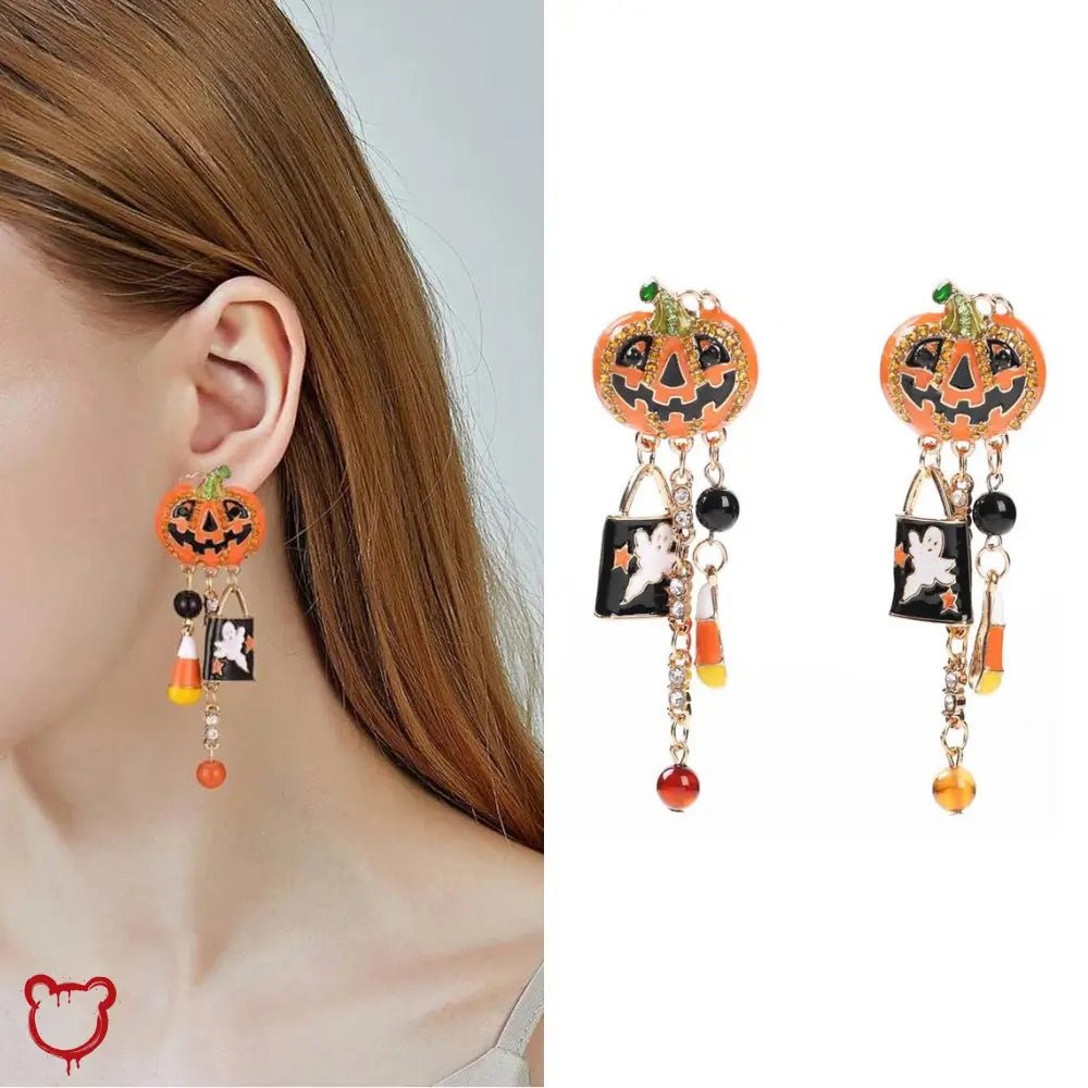Spooky Pumpkin Tassel Earrings - The Cursed Closet