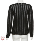 Stings Laddered Black Lace-Up Sweater Clothing