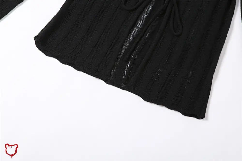 Sting's Laddered Black Lace - Up Sweater - The Cursed Closet