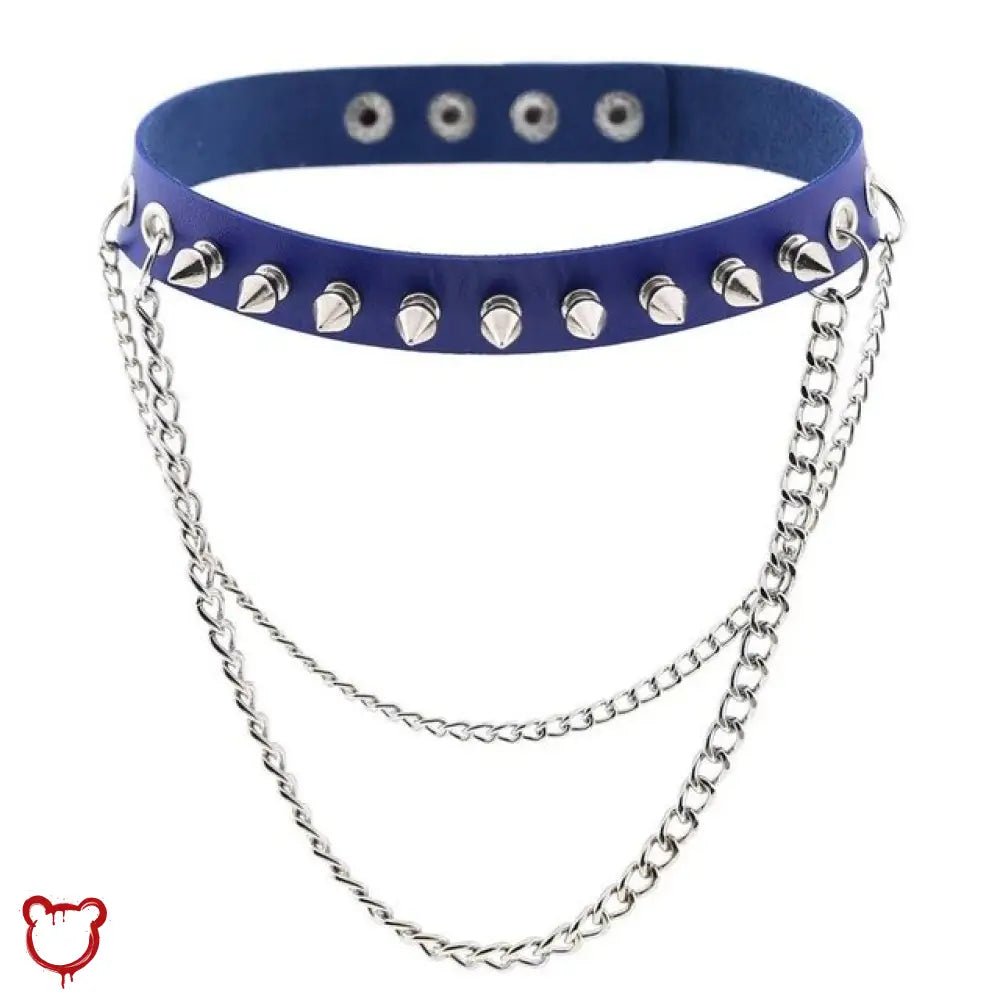 Studded Chain Leather Choker - The Cursed Closet