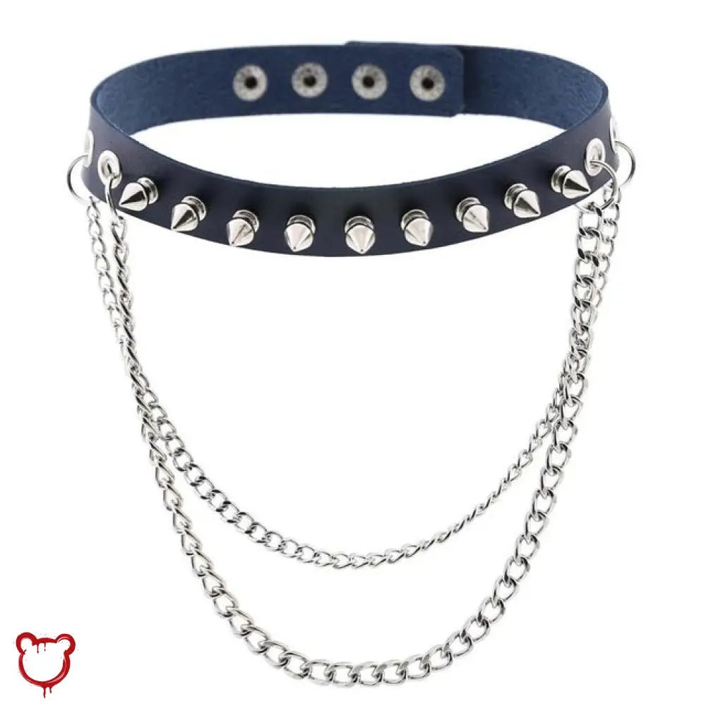 Studded Chain Leather Choker - The Cursed Closet