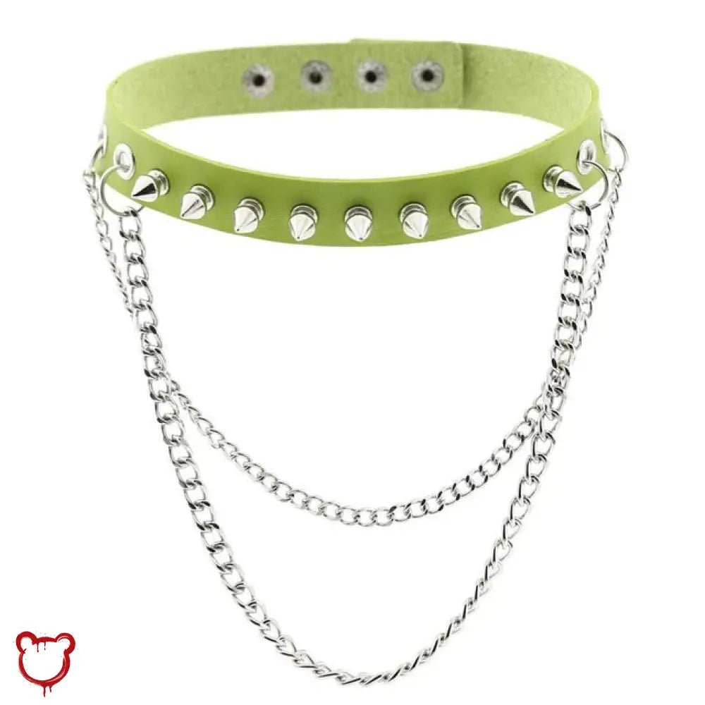 Studded Chain Leather Choker - The Cursed Closet