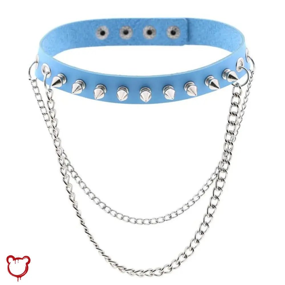 Studded Chain Leather Choker - The Cursed Closet