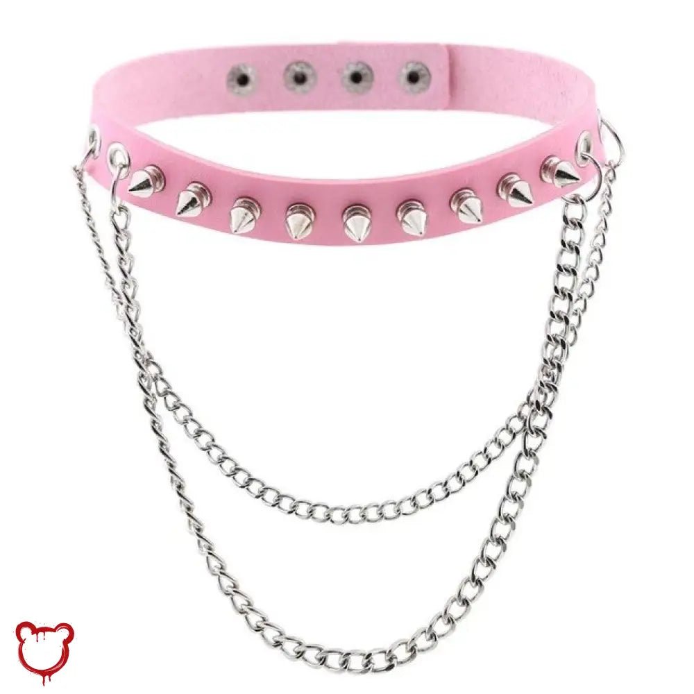 Studded Chain Leather Choker - The Cursed Closet