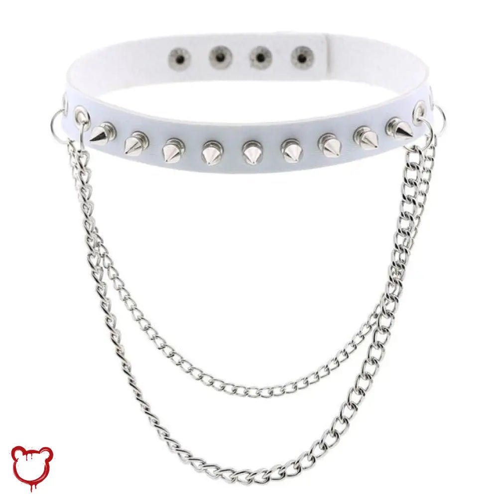 Studded Chain Leather Choker - The Cursed Closet