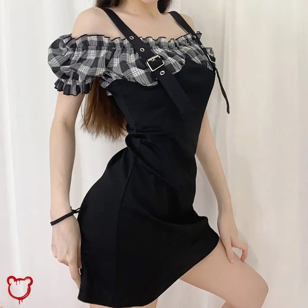 "Synergy Plaid Strap Dress" - The Cursed Closet