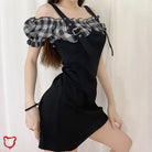 Synergy Plaid Strap Dress Black / Small Clothing